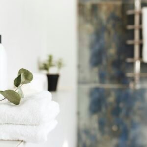 Bathroom style, bath accessories. Household, hotel cleaning concept